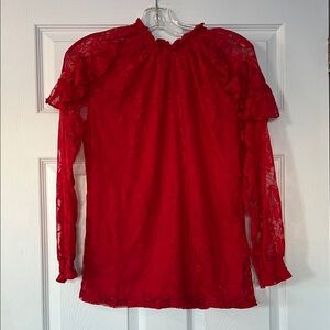 Shannon Ford  Red Lace Blouse